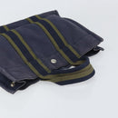 HERMES Fourre Tout PM Tote Bag Canvas Navy Silver Auth ti3708-6