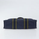 HERMES Fourre Tout PM Tote Bag Canvas Navy Silver Auth ti3708-5