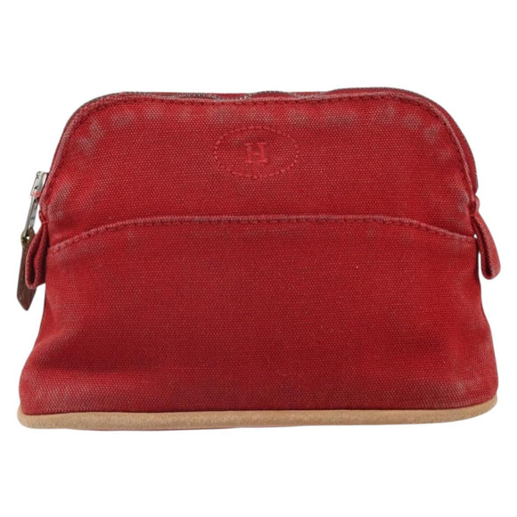 HERMES Bolide PM Pouch Canvas Red Auth ti3709