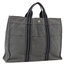 HERMES Fourre Tout MM Hand Bag Canvas Gray Silver Auth ti3711-1