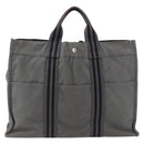 HERMES Fourre Tout MM Hand Bag Canvas Gray Silver Auth ti3711-2