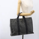 HERMES Fourre Tout MM Hand Bag Canvas Gray Silver Auth ti3711-20