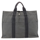 HERMES Fourre Tout MM Hand Bag Canvas Gray Silver Auth ti3711-3