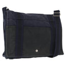 HERMES Fourre Tout Bassas MM Shoulder Bag Canvas Navy Silver Auth ti3713-1