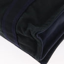 HERMES Fourre Tout Bassas MM Shoulder Bag Canvas Navy Silver Auth ti3713-16