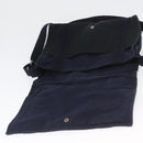 HERMES Fourre Tout Bassas MM Shoulder Bag Canvas Navy Silver Auth ti3713-10