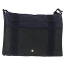 HERMES Fourre Tout Bassas MM Shoulder Bag Canvas Navy Silver Auth ti3713-13