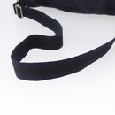 HERMES Fourre Tout Bassas MM Shoulder Bag Canvas Navy Silver Auth ti3713-7