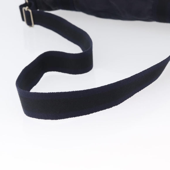 HERMES Fourre Tout Bassas MM Shoulder Bag Canvas Navy Silver Auth ti3713