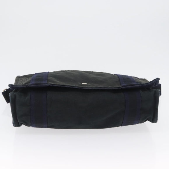 HERMES Fourre Tout Bassas MM Shoulder Bag Canvas Navy Silver Auth ti3713