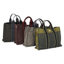 HERMES Fourre Tout Hand Bag Canvas 4 Set Gray Black Red Auth ti3714-1