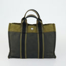 HERMES Fourre Tout Hand Bag Canvas 4 Set Gray Black Red Auth ti3714-14