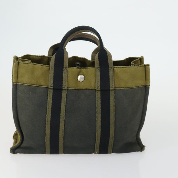 HERMES Fourre Tout Hand Bag Canvas 4 Set Gray Black Red Auth ti3714
