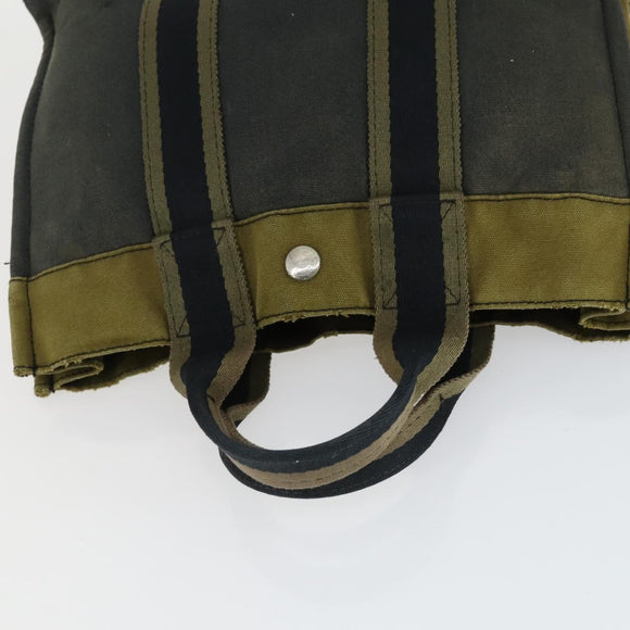 HERMES Fourre Tout Hand Bag Canvas 4 Set Gray Black Red Auth ti3714