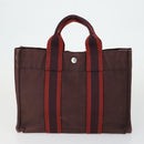 HERMES Fourre Tout Hand Bag Canvas 4 Set Gray Black Red Auth ti3714-2