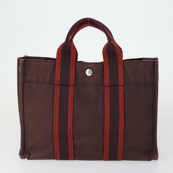 HERMES Fourre Tout Hand Bag Canvas 4 Set Gray Black Red Auth ti3714