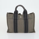 HERMES Fourre Tout Hand Bag Canvas 4 Set Gray Black Red Auth ti3714-21