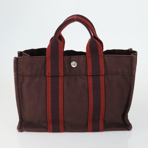 HERMES Fourre Tout Hand Bag Canvas 4 Set Gray Black Red Auth ti3714