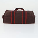 HERMES Fourre Tout Hand Bag Canvas 4 Set Gray Black Red Auth ti3714-6