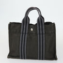 HERMES Fourre Tout Hand Bag Canvas 4 Set Gray Black Red Auth ti3714-8