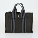 HERMES Fourre Tout Hand Bag Canvas 4 Set Gray Black Red Auth ti3714-9