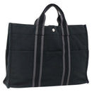 HERMES Fourre Tout MM Hand Bag Canvas Black Silver Auth ti3715-1