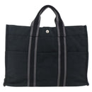 HERMES Fourre Tout MM Hand Bag Canvas Black Silver Auth ti3715-2