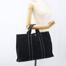 HERMES Fourre Tout MM Hand Bag Canvas Black Silver Auth ti3715-20