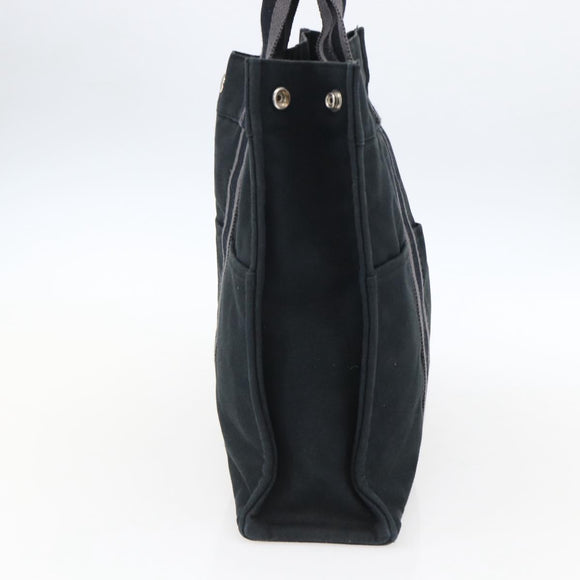 HERMES Fourre Tout MM Hand Bag Canvas Black Silver Auth ti3715
