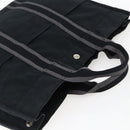 HERMES Fourre Tout MM Hand Bag Canvas Black Silver Auth ti3715-6