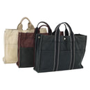 HERMES Fourre Tout Hand Bag Canvas 3 Set Beige Brown black Auth ti3717-1