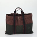 HERMES Fourre Tout Hand Bag Canvas 3 Set Beige Brown black Auth ti3717-10