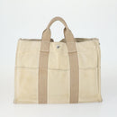 HERMES Fourre Tout Hand Bag Canvas 3 Set Beige Brown black Auth ti3717-2