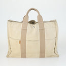 HERMES Fourre Tout Hand Bag Canvas 3 Set Beige Brown black Auth ti3717-3