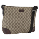 GUCCI GG Supreme Shoulder Bag PVC Beige Silver 110054 Auth ti3720-1