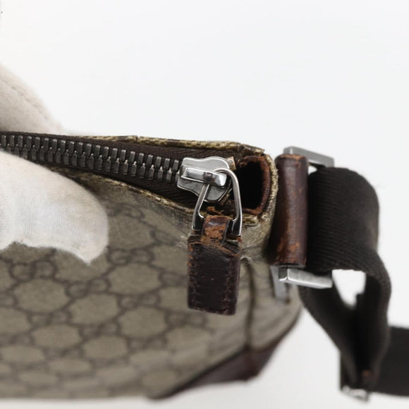 GUCCI GG Supreme Shoulder Bag PVC Beige Silver 110054 Auth ti3720