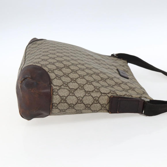 GUCCI GG Supreme Shoulder Bag PVC Beige Silver 110054 Auth ti3720
