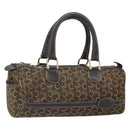 CELINE C Macadam Canvas Hand Bag Brown Gold Auth ti3721-1