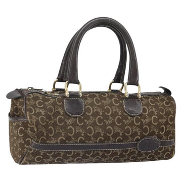 CELINE C Macadam Canvas Hand Bag Brown Gold Auth ti3721