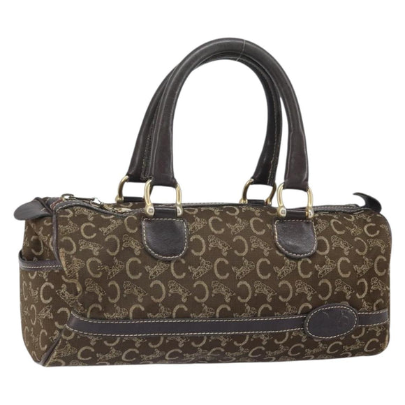 CELINE C Macadam Canvas Hand Bag Brown Gold Auth ti3721