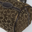 CELINE C Macadam Canvas Hand Bag Brown Gold Auth ti3721-10