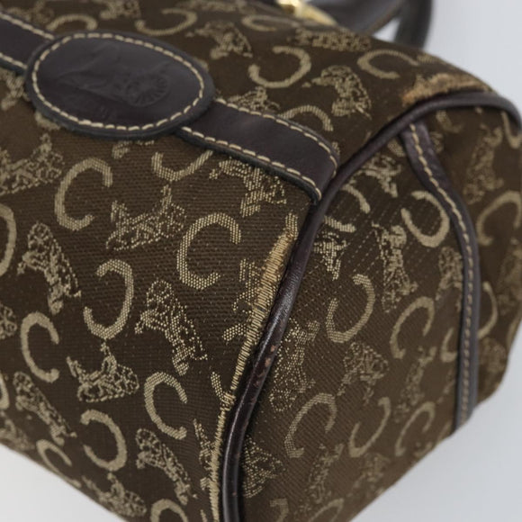 CELINE C Macadam Canvas Hand Bag Brown Gold Auth ti3721