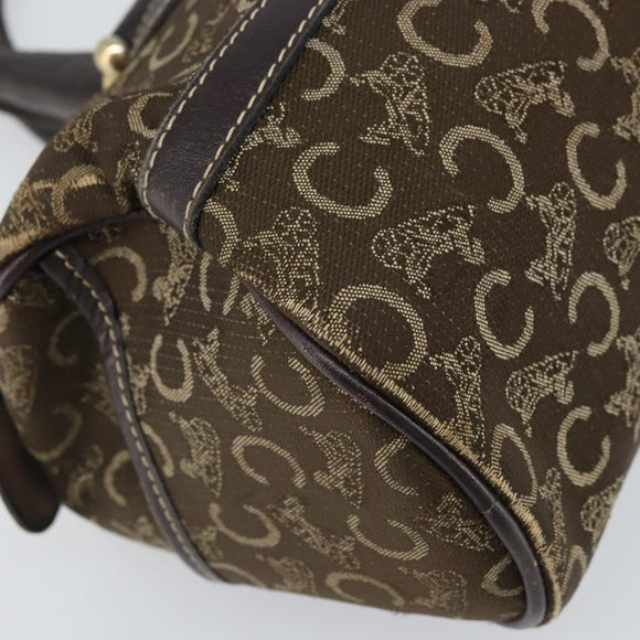 CELINE C Macadam Canvas Hand Bag Brown Gold Auth ti3721