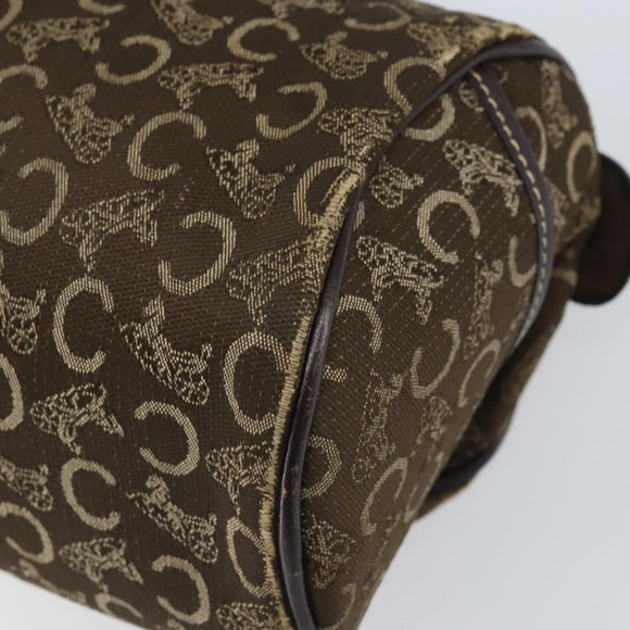 CELINE C Macadam Canvas Hand Bag Brown Gold Auth ti3721