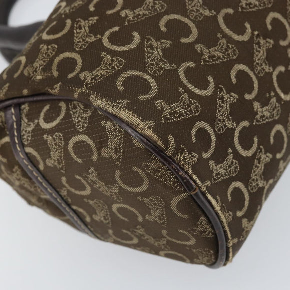 CELINE C Macadam Canvas Hand Bag Brown Gold Auth ti3721
