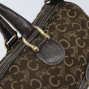 CELINE C Macadam Canvas Hand Bag Brown Gold Auth ti3721-14