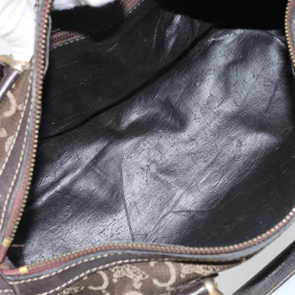 CELINE C Macadam Canvas Hand Bag Brown Gold Auth ti3721