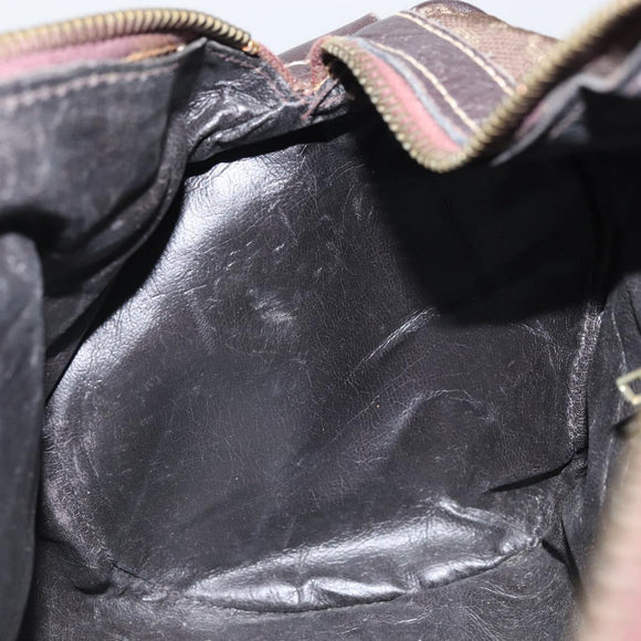 CELINE C Macadam Canvas Hand Bag Brown Gold Auth ti3721