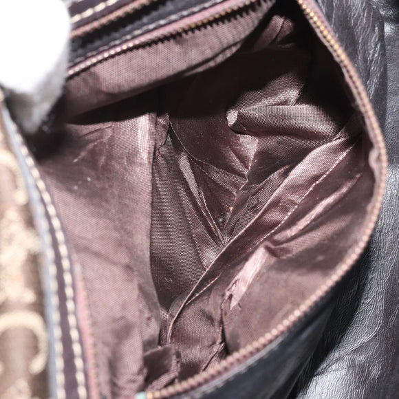 CELINE C Macadam Canvas Hand Bag Brown Gold Auth ti3721