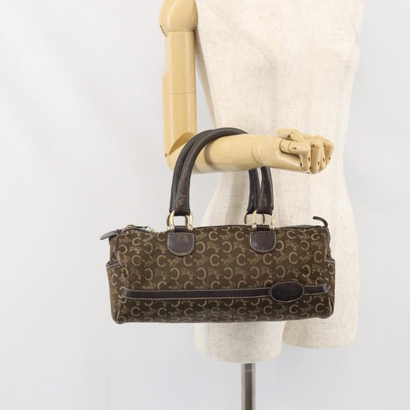 CELINE C Macadam Canvas Hand Bag Brown Gold Auth ti3721